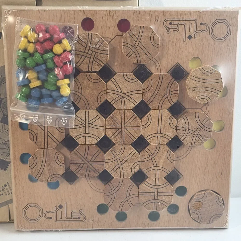 Vintage New Sealed Pin International Octiles Wood Tiles Board Game Labyrinth NIB